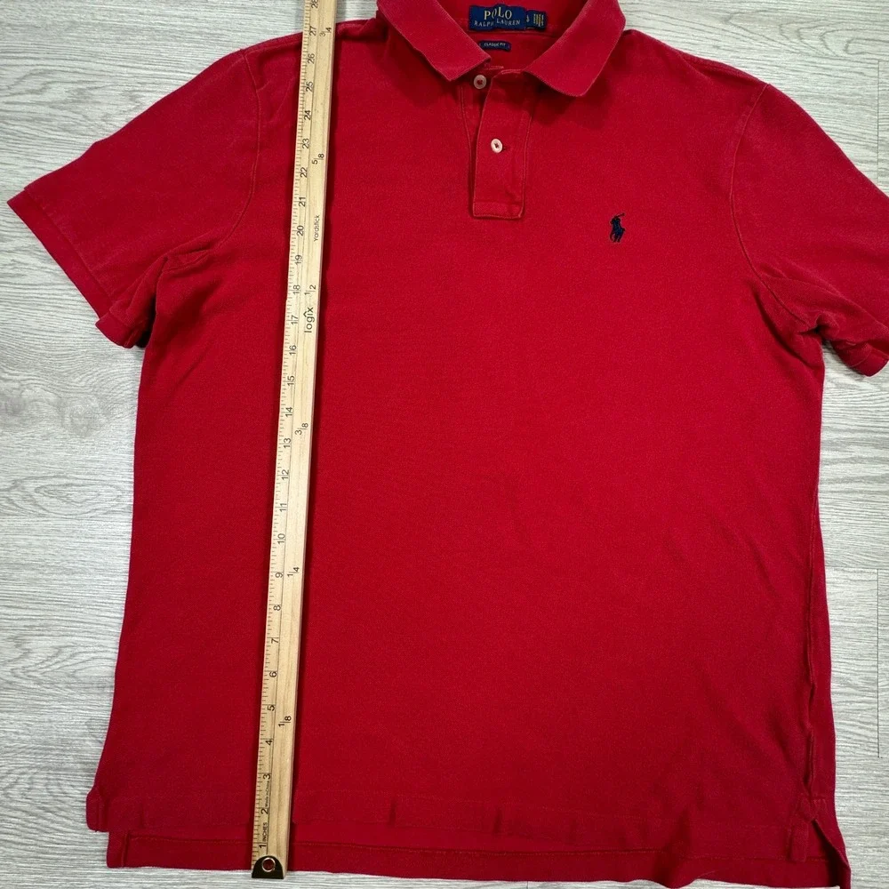 Polo Ralph Lauren Mens Polo Shirt Classic Fit Red Large Short Sleeve Cotton Golf